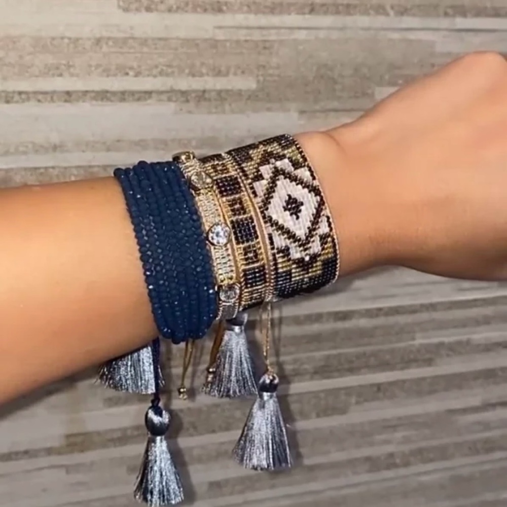 ✨Elegant Beaded and Woven Bracelet Set✨